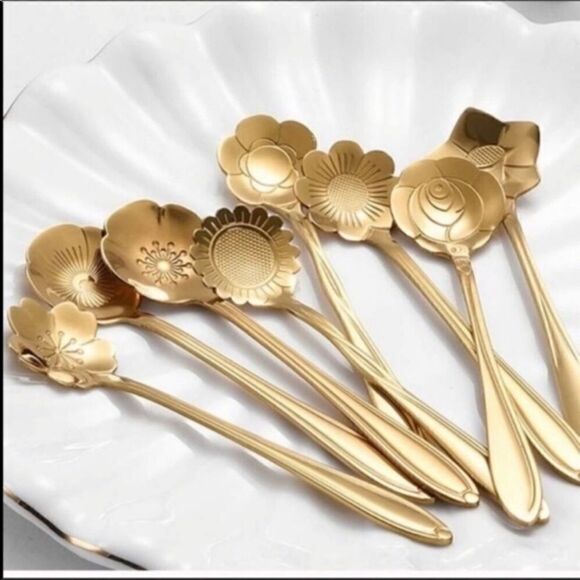 🌻NEW 24 Piece Gift Set Stainless Steel Flower Spoon - Picture 1 of 7